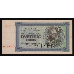 Czechoslovakia 2000 Korun 1945 Specimen