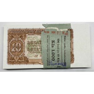Czechoslovakia Original Bundle with 100 Banknotes 10 Koruny 1953 Consecutive Numbers