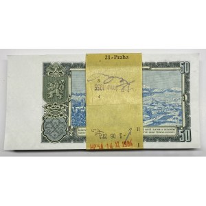 Czechoslovakia Original Bundle with 100 Banknotes 50 Korun 1953 Consecutive Numbers