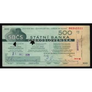 Czechoslovakia Travel Cheque 500 Korun 1978 Rare
