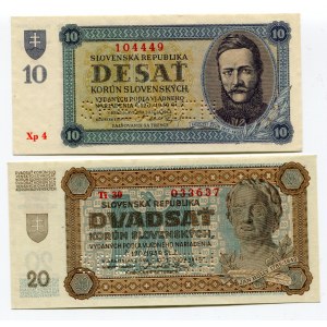 Slovakia 10 & 20 Korun 1942 - 1943 Specimen