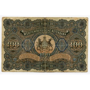 Germany - Empire Württemberg 100 Mark 1911