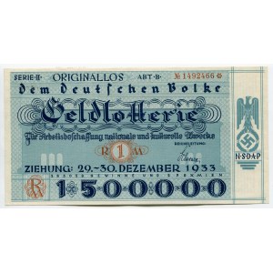 Germany - Third Reich Lottery Ticket 1 Reichsmark 1933