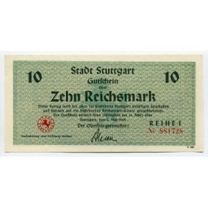 Germany - Third Reich 10 Reichsmark 1945 Stuttgart RARE