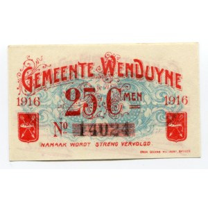 Belgium Wenduyne 25 Centimes 1916