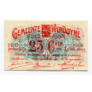 Belgium Wenduyne 25 Centimes 1916