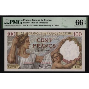 France 100 Francs 1942 PMG 66 EPQ