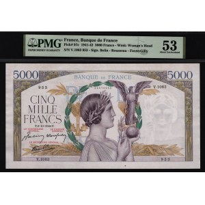 France 5000 Francs 1942 PMG 53