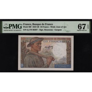 France 10 Francs 1949 PMG 67 EPQ