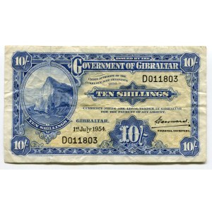 Gibraltar 10 Shillings 1954