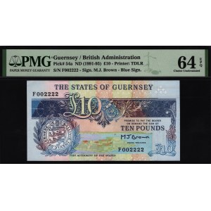 Guernsey 10 Pounds 1991 - 1995 PMG 64 EPQ