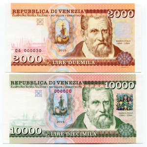 Italy Venice 2000 & 10000 Lire 2019 Marco Polo