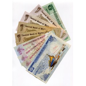 Malta Lot of 9 Banknotes 1967 (ND)