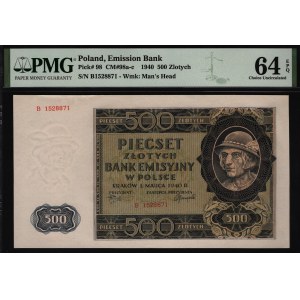 Poland 500 Zloych 1940 PMG 64 EPQ