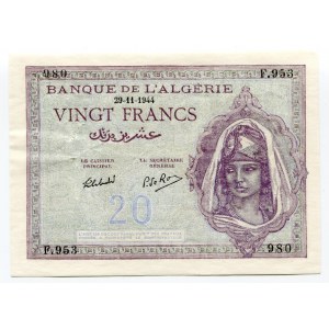 Algeria 20 Francs 1944 - 1945 (ND)