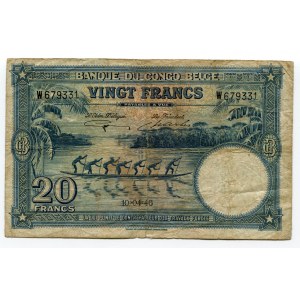 Belgian Congo 20 Francs 1946