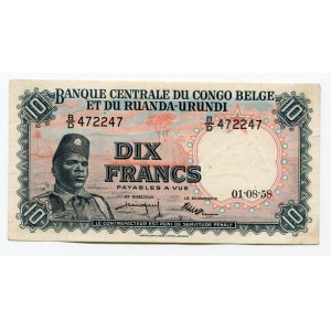 Belgian Congo 10 Francs 1958
