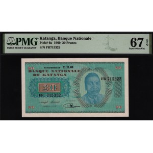 Katanga 20 Francs 1960 PMG 6 EPQ