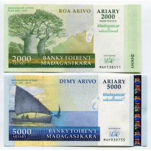 Madagascar 2000 & 5000 Ariary 2007 - 2008 Commemorative