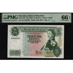 Mauritius 25 Rupees 1967 PMG 66 EPQ