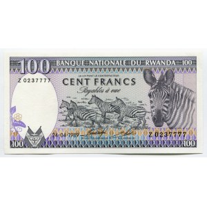 Rwanda 100 Francs 1989 Fine Serial