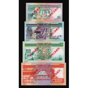 Seychelles 10 - 25 - 50 - 100 Rupees 1989 Specimen