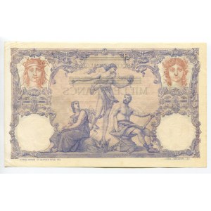 Tunisia 1000 Francs on 100 Francs 1942 - 1943 (ND)
