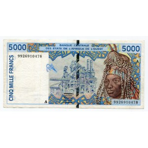 West African States Ivory Coast 5000 Francs 1999 A