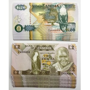 Zambia Lot of 124 Banknotes 1980 - 1992