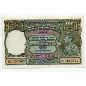 British India 100 Rupees 1937 (ND)