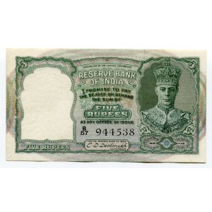 British India 5 Rupees 1943 (ND)