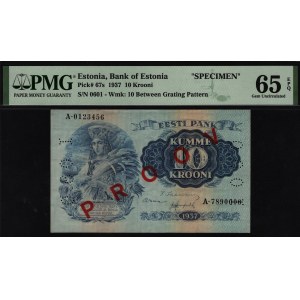 Estonia 10 Krooni 1937 Specimen PMG 65 EPQ