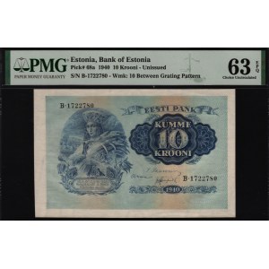 Estonia 10 Krooni 1940 Unissued Rare PMG 63 EPQ