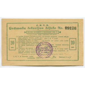 Latvia Lottery Ticket 20 Santimu 1928