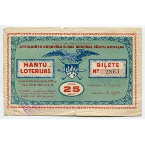 Latvia Lottery Ticket 25 Santimu 1929