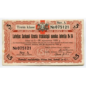 Latvia Lottery Ticket 1934