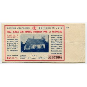 Latvia Lottery Ticket 50 Santimu 1937