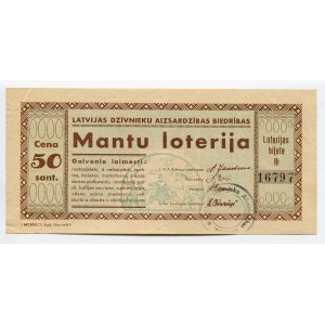 Latvia Lottery Ticket 50 Santimu 1937