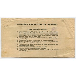 Latvia Lottery Ticket 1 Lats 1938