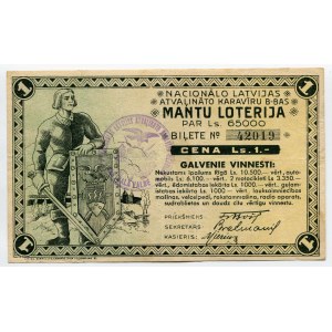 Latvia Lottery Ticket 1 Lats 1939