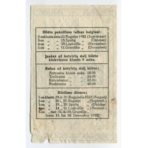 Lithuania Lottery Ticket 1922