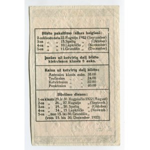 Lithuania Lottery Ticket 1922