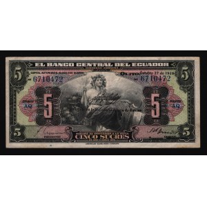 Ecuador 5 Sucres 1938
