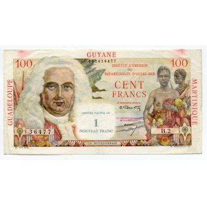 French Antilles 1 Nouveau Franc on 100 Francs 1961 (ND)