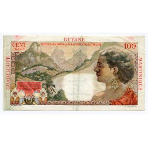 French Antilles 1 Nouveau Franc on 100 Francs 1961 (ND)