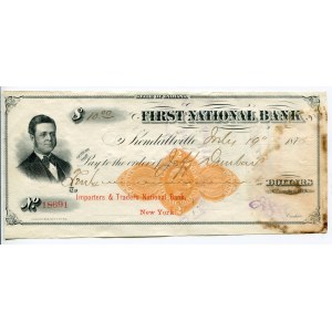 United States Indiana Check 10 Dollars 1875