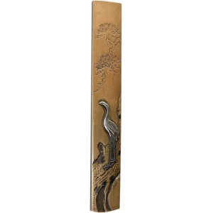 Kozuka z przedstawieniem żurawia