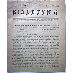 BIULETYN N. 17. Dn. 13 października r. 1916. Drukowane jako rękopis. Treść : Wymiana listów pomiędzy p...