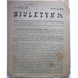 BIULETYN N. 24. Dn. 4 listopada r. 1916. Drukowane jako rękopis. Treść ...