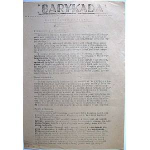 BARYKADA. Informacja radiowa. [W-wa] 17.8. 1944. Format 20/30 cm. s. 2...